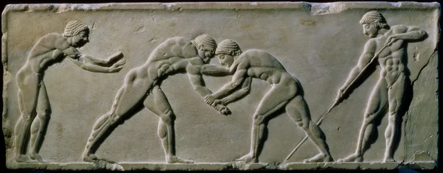 Jeunes hommes luttant, provenant d